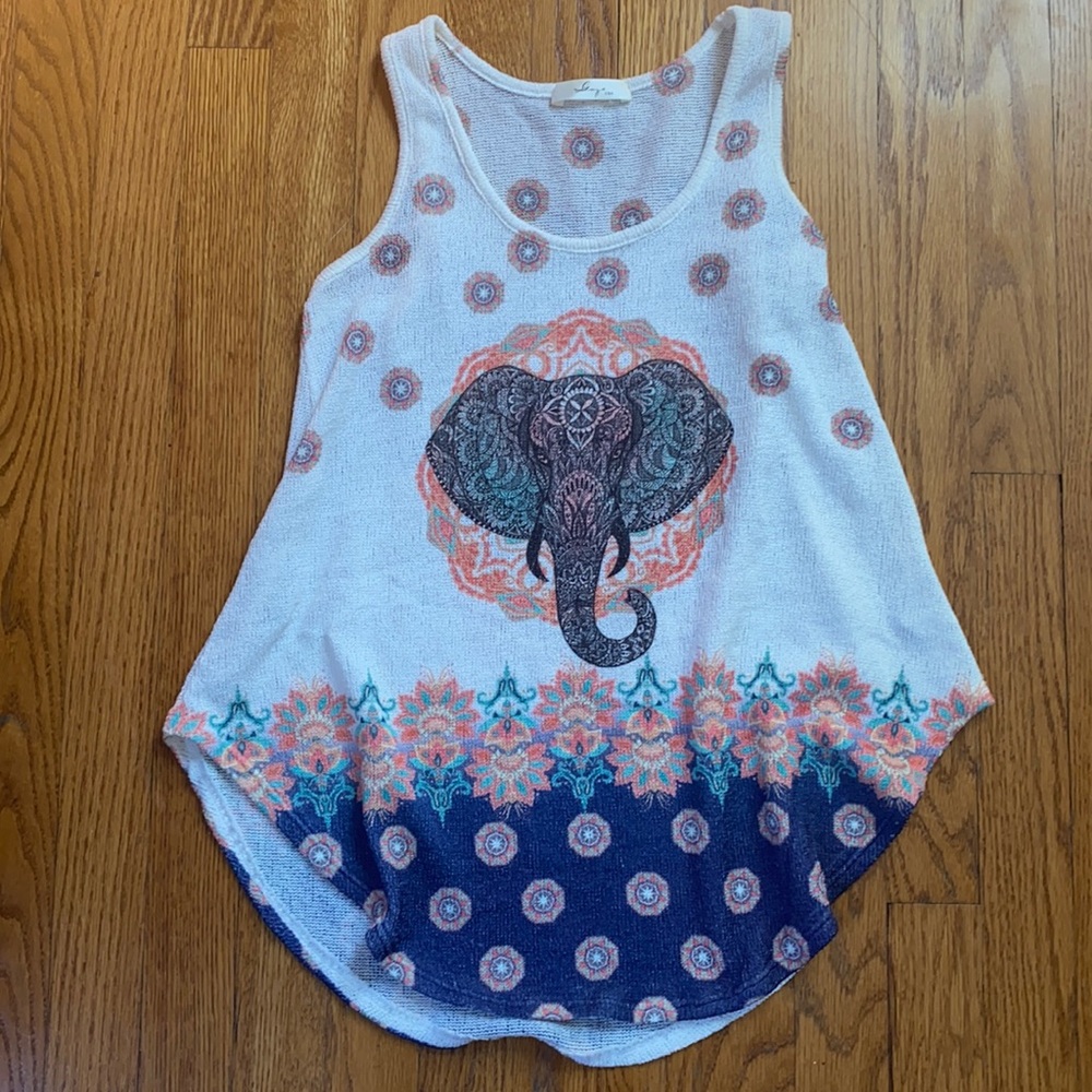 Gaze USA Boho Elephant Print Tunic Tank Top